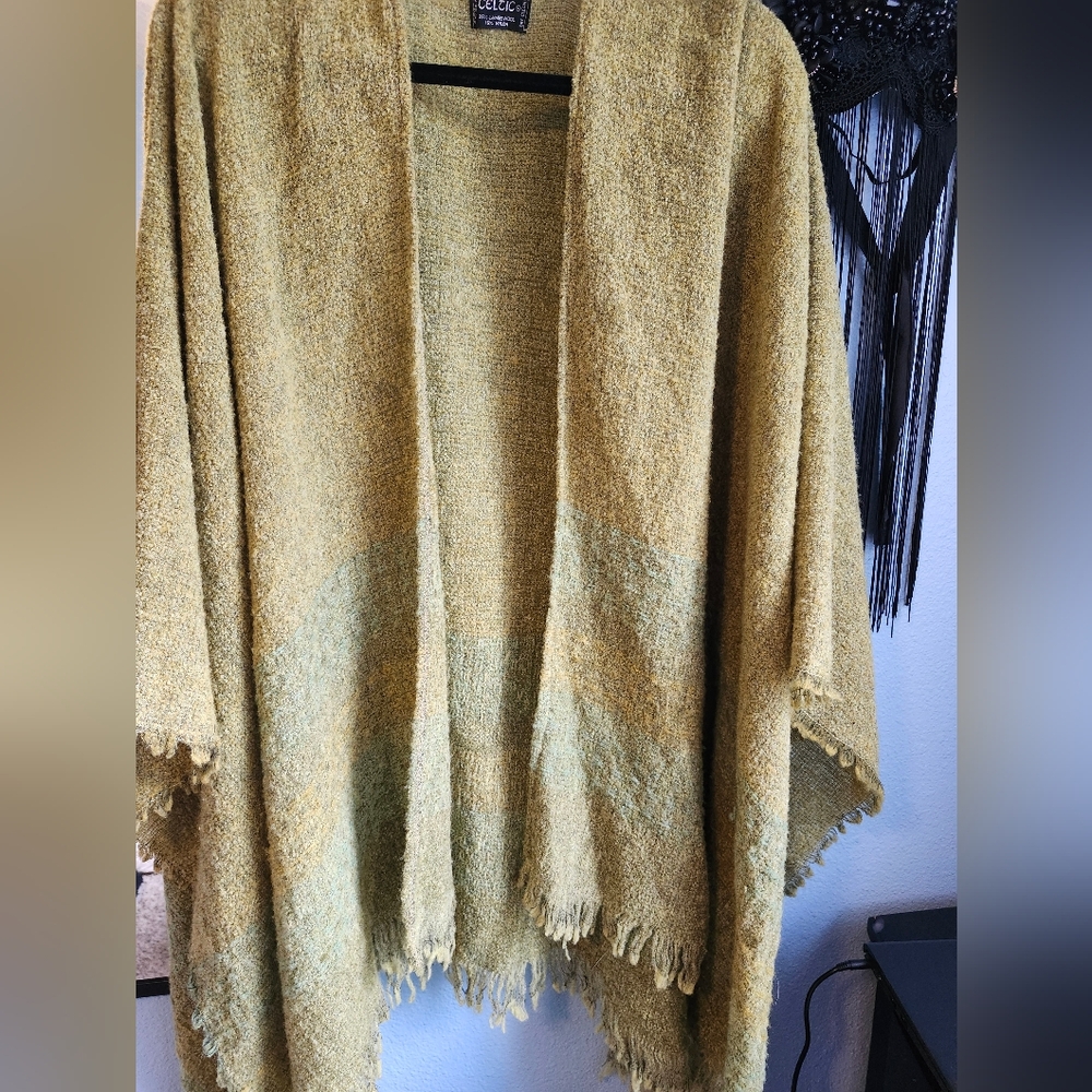 Cozy Olive Green Celtic Ruana